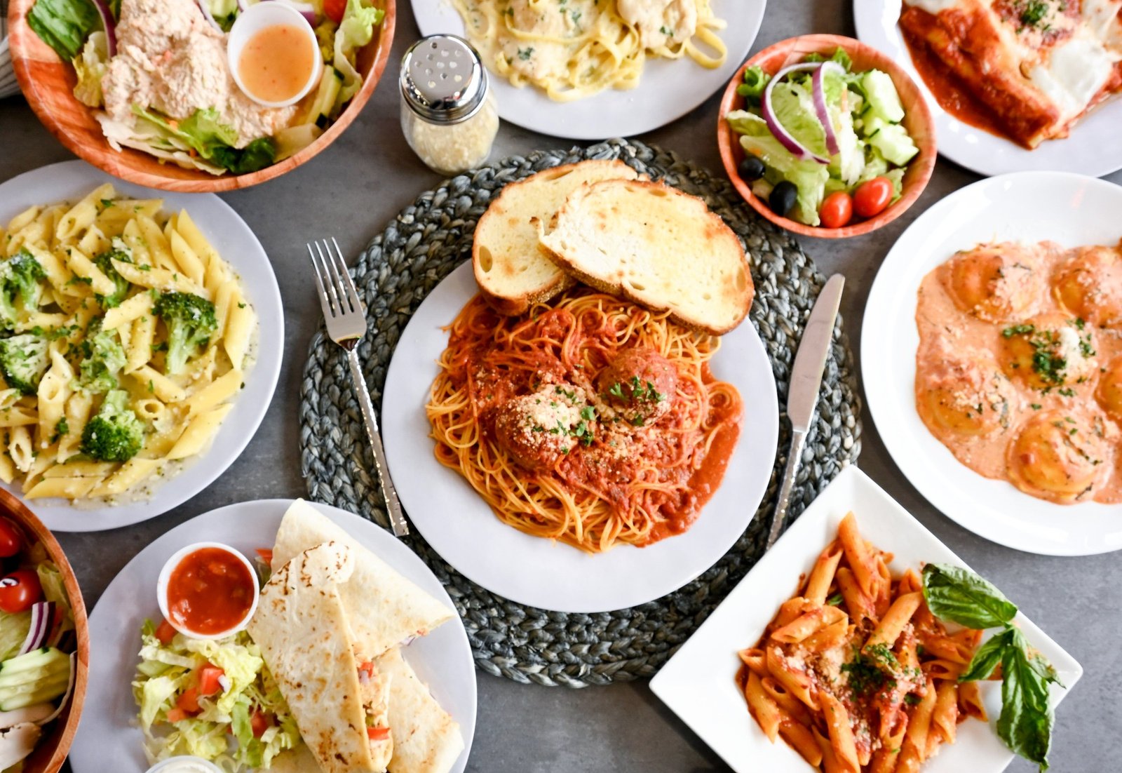 Food, top down Italian Feast